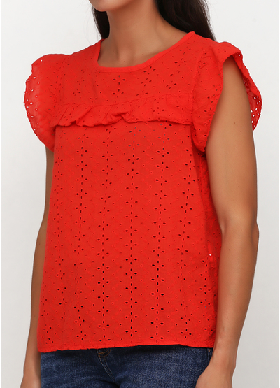 Красная однотонная блузка Made in Italy летняя