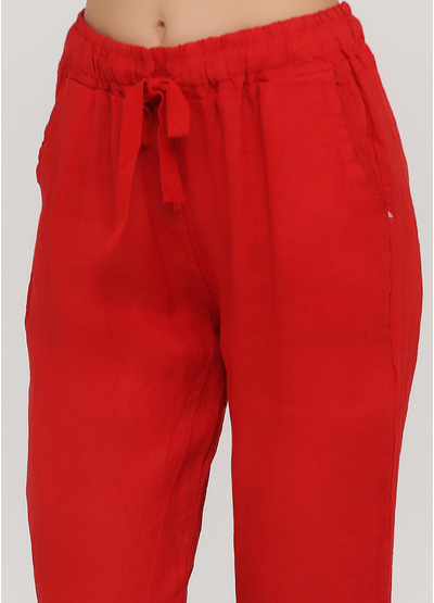 Красные кэжуал летние укороченные, зауженные брюки Made in Italy