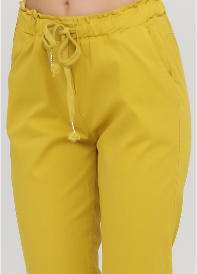 Желтые кэжуал летние укороченные, зауженные брюки Moda Italia