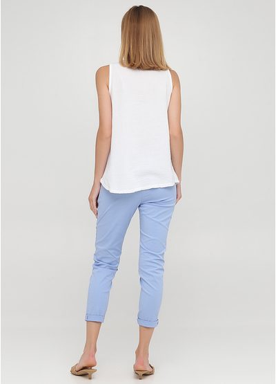 Голубые кэжуал летние укороченные, зауженные брюки Moda Italia