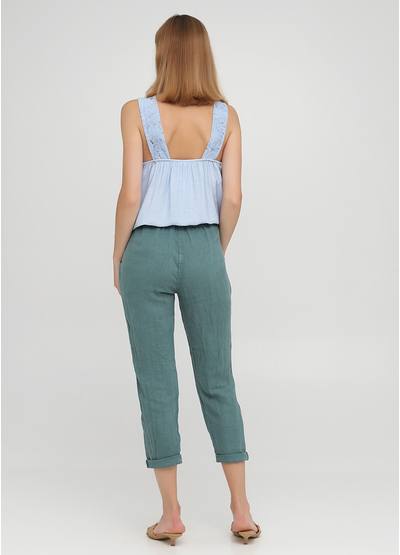 Зеленые кэжуал летние укороченные, зауженные брюки Made in Italy