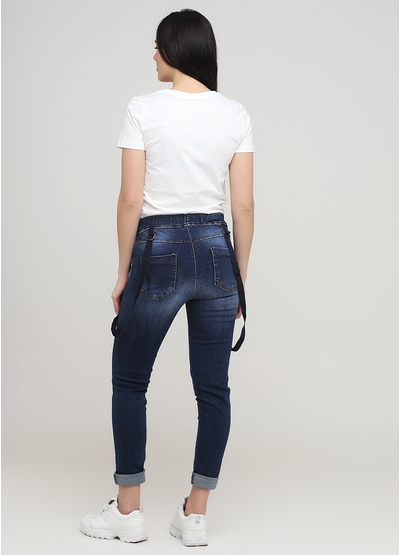 Джинси New Collection скінні однотонні темно-сині джинсові бавовна