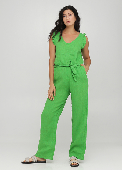 Комбинезон Made in Italy комбинезон-брюки однотонный зелёный кэжуал лен