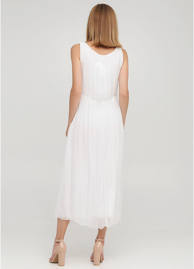 Белое кэжуал платье клеш Moda Italia однотонное