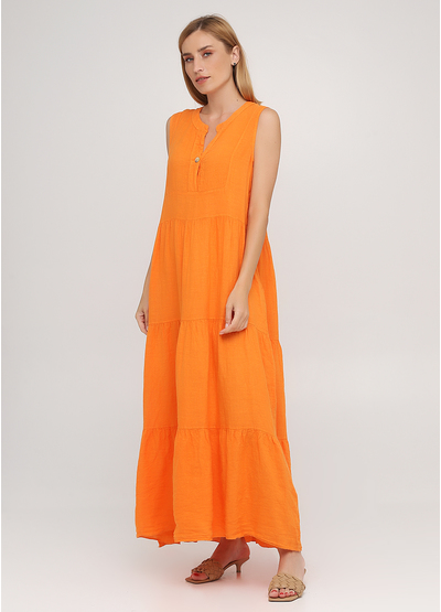 Оранжевое кэжуал платье а-силуэт Made in Italy однотонное