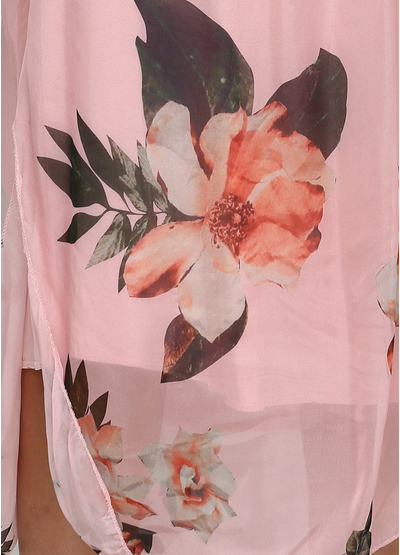 Розовое платье а-силуэт Made in Italy с цветочным принтом