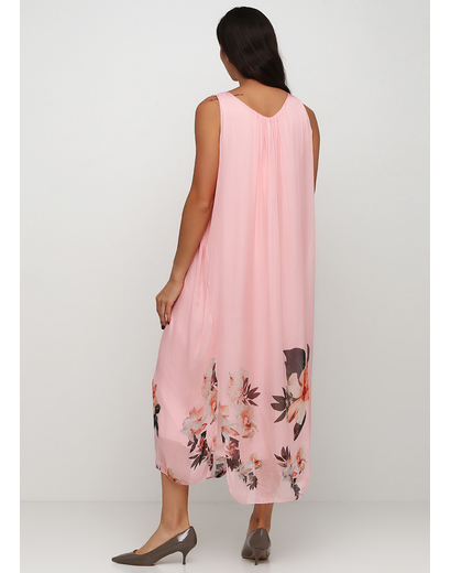 Розовое платье а-силуэт Made in Italy с цветочным принтом