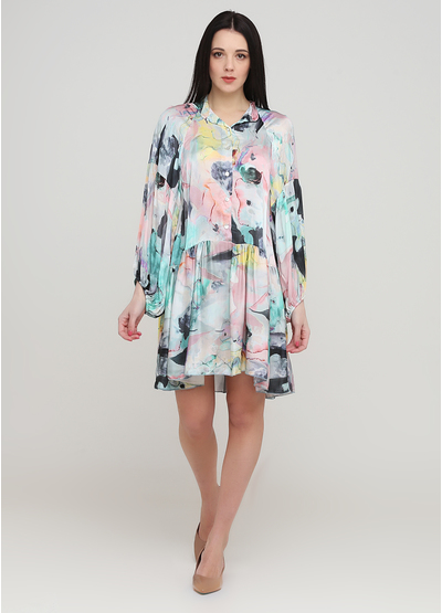 Світло-бірюзова кежуал сукня оверсайз, сорочка Made in Italy з абстрактним візерунком