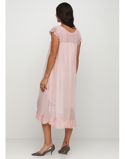 Светло-розовое платье клеш Made in Italy однотонное