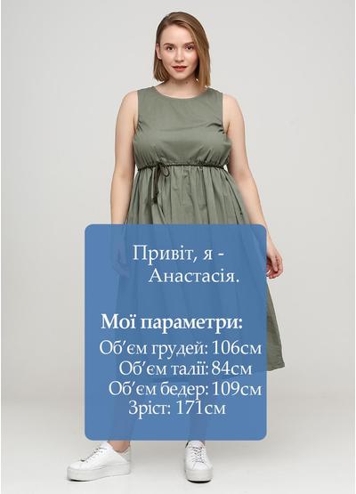 Оливковое (хаки) платье оверсайз Made in Italy однотонное