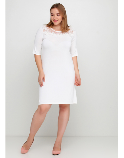 Белое повседневное платье футляр Beauty Women однотонное