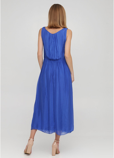 Синее кэжуал платье клеш Moda Italia однотонное