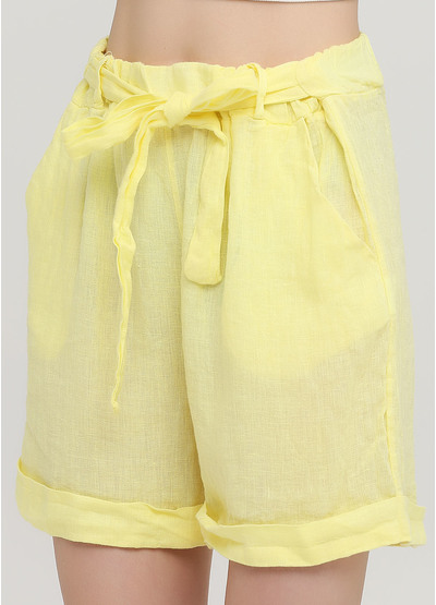 Костюм (жакет, шорты) Made in Italy с шортами однотонный жёлтый кэжуал лен